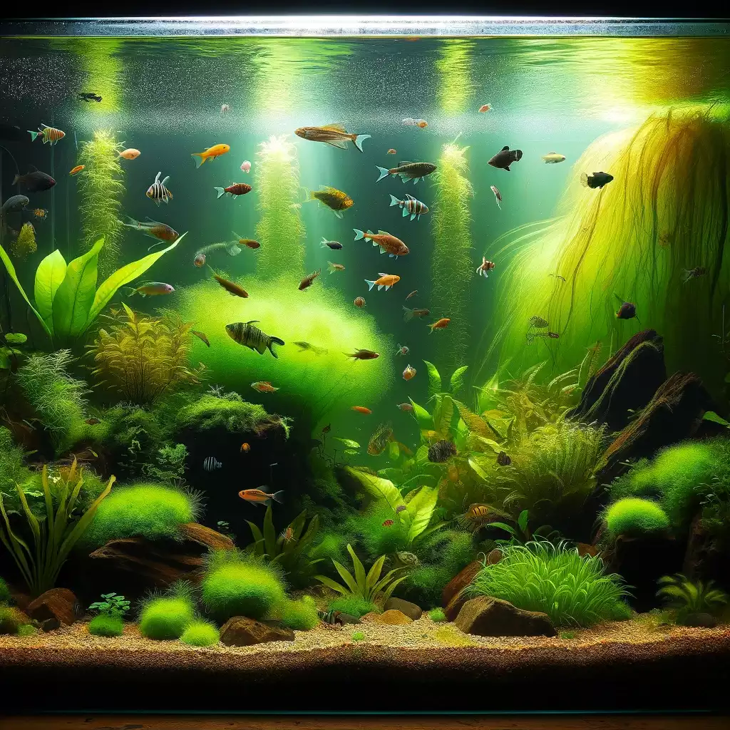 Pictures of algae growing in fish tanks