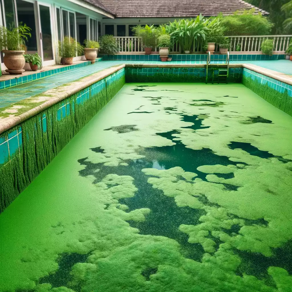 Picture of algae growing in swimming pool